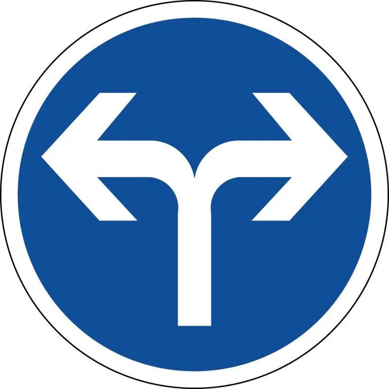 Panneau B21e - Direction obligatoire à droite ou à gauche