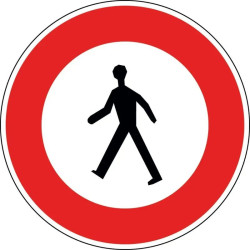 Panneau accès interdit aux piétons - B9a