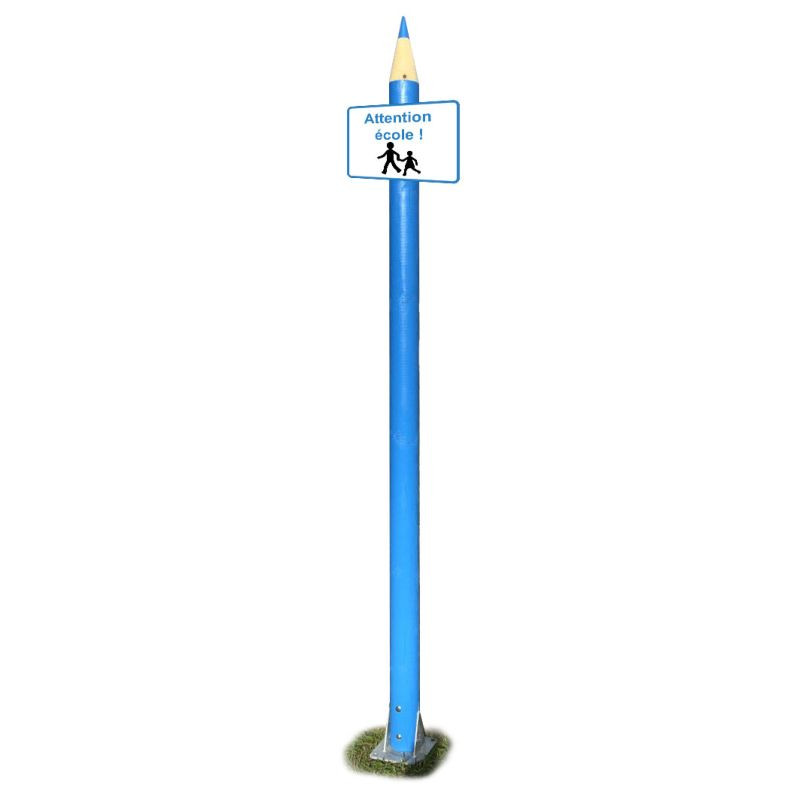 Totem de signalisation crayon + panneau d'affichage personnalisable