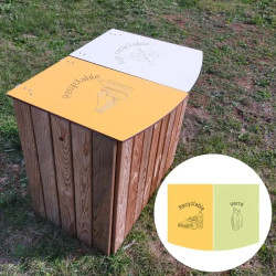Poubelle tri sélectif en bois 2 ou 3 bacs - Poitevine