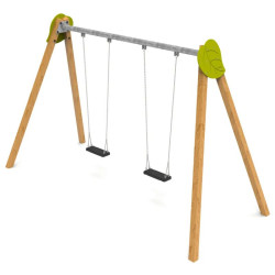 Balançoire en bois Yedra - 2 sièges plats