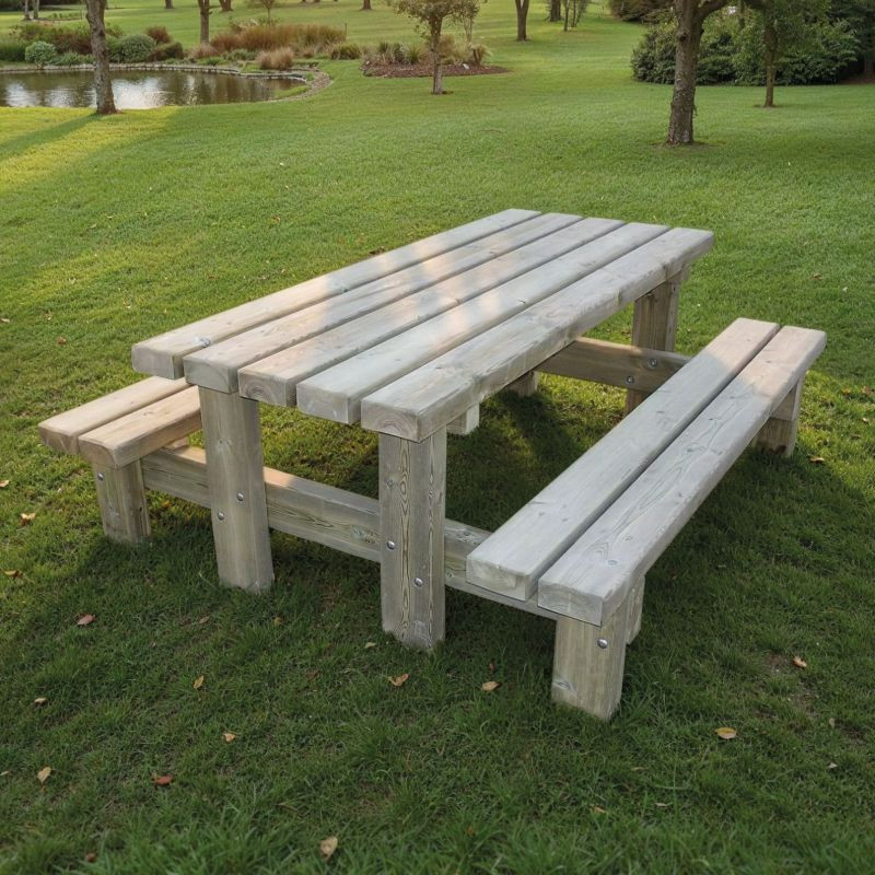 Table de pique nique en pin Rustique - Longueur 200 cm