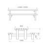 Table de pique nique en pin Rustique - Longueur 200 cm