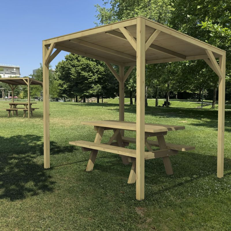 Pergola Turin en bois avec toit plat