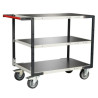 Servante avec poignée horizontale et 2 ou 3 plateaux tôle galva 400kg