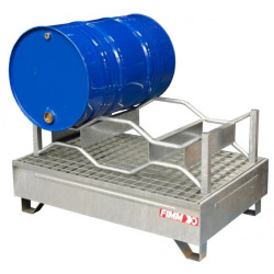 Support de stockage pour 2 fûts 220 L avec fourreaux de préhension