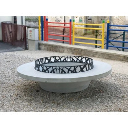 Jardinière ronde avec banc intégré en béton