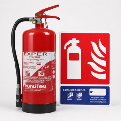 Pack extincteur eau 6L sans fluor classe AB + panneau extincteur AB