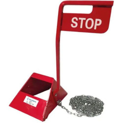 Cale pour roues de camion avec panneau stop