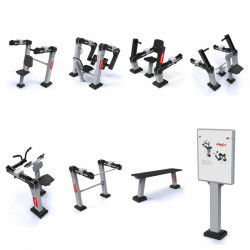 Pack complet 7 machines Urbagym Plus + panneau d'information