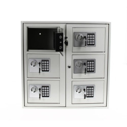 Rangement 6 cases à code pour téléphone et effets personnels
