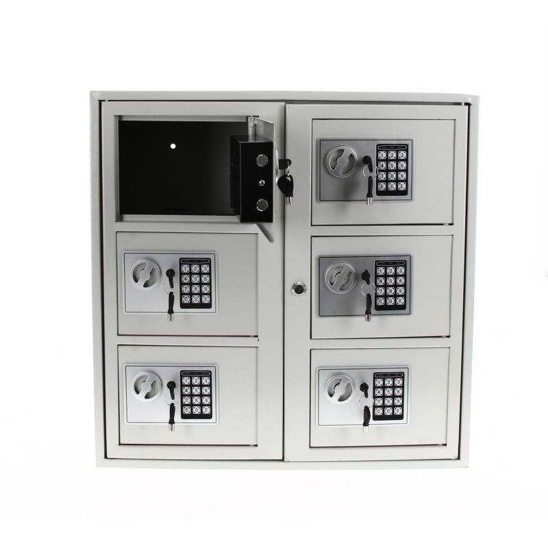 Rangement 6 cases à code pour téléphone et effets personnels