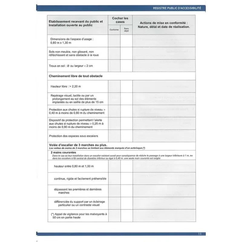 Registre public d'accessibilité format A4 - 32 pages
