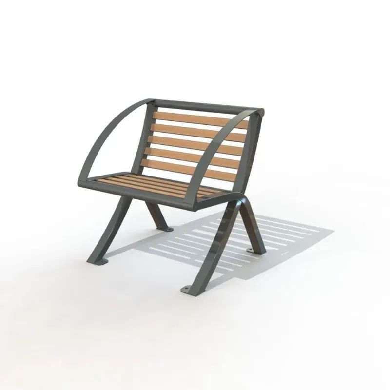 Fauteuil de ville en compact stratifié Teck + acier - Bordeaux