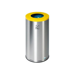 Poubelle ronde inox de tri sélectif  70 litres couvercle couleur
