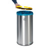 Poubelle ronde inox de tri sélectif  70 litres couvercle couleur