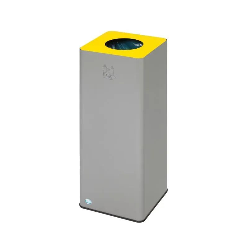 Poubelle de tri sélectif carré couvercle calibré de couleur