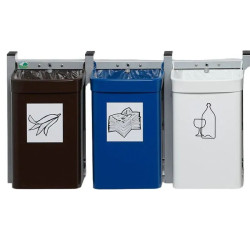 Poubelle de tri sélectif murale 3 bacs 15L - City G3