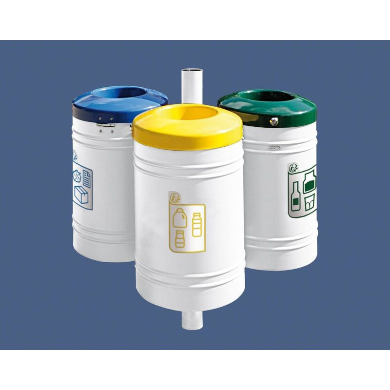 Poubelle de ville 40 litres fixée sur poteau couleur au choix