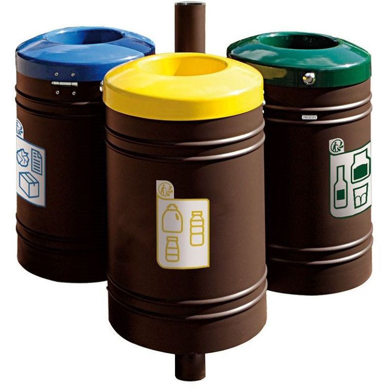 Poubelle de ville 40 litres fixée sur poteau couleur au choix