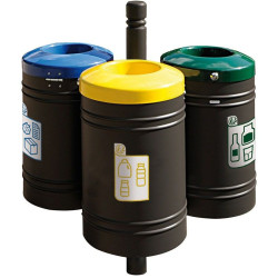 Poubelle de ville 40 litres fixée sur poteau couleur au choix