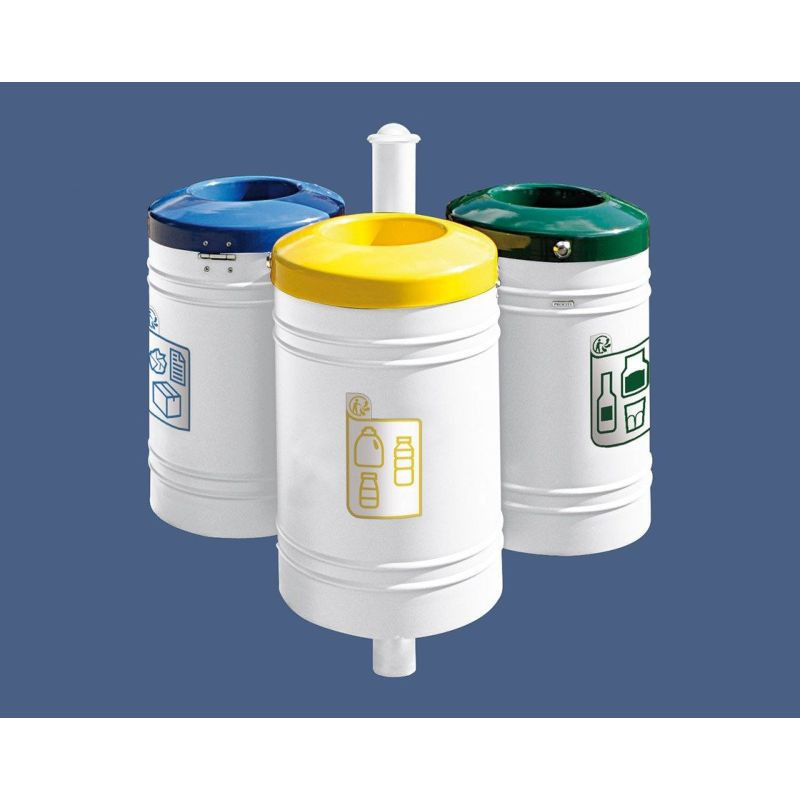 Poubelle de ville 40 litres fixée sur poteau couleur au choix