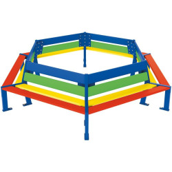 Banc multicolore tour d'arbre  en bois et acier  pour enfants