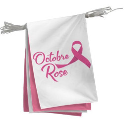 Guirlande textile de 20 fanions imprimés Octobre Rose