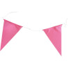 Guirlande Octobre Rose textile de 20 fanions en forme de flamme rose