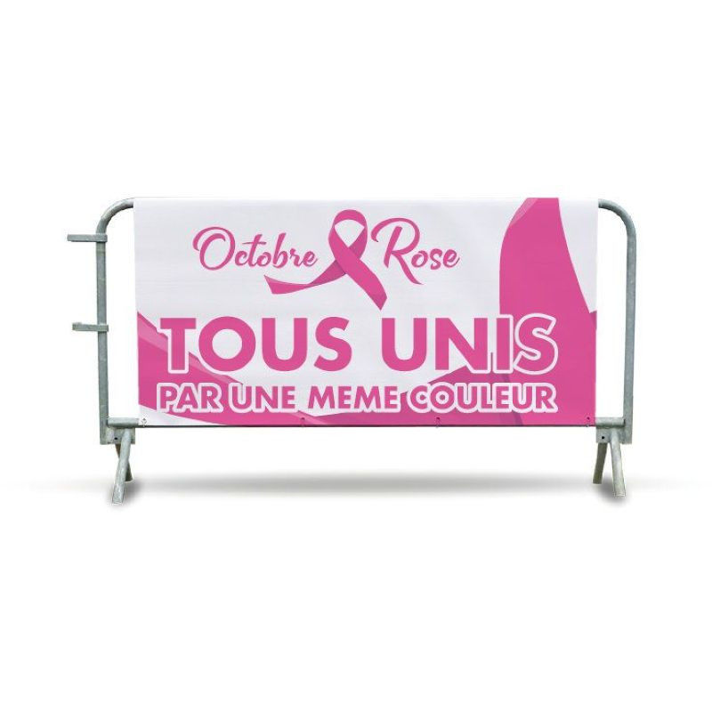Bâche cache-barrière imprimée pour Octobre Rose