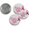 Badge rond Octobre Rose avec fond blanc ou rose