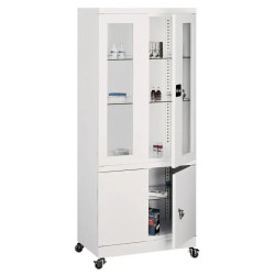 Armoire médicale vitrée avec placard sur la partie basse