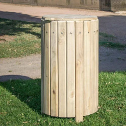Poubelle Rustica ronde en bois avec couvercle