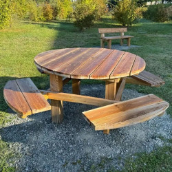 Table de pique nique ronde 8 personnes en pin