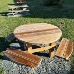 Table de pique-nique ronde en bois 8 personnes