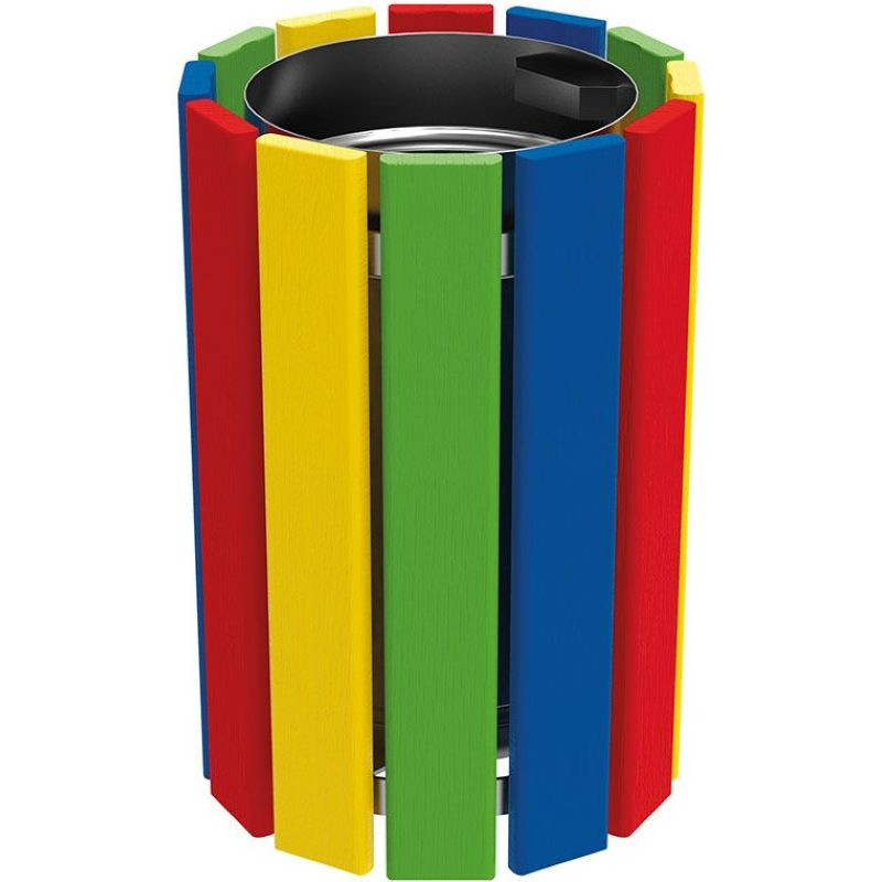 Corbeille extérieure multicolore de 40 litres en bois pour enfant