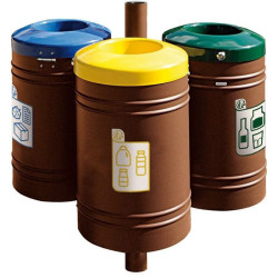 Poubelle de ville 40 litres fixée sur poteau couleur au choix
