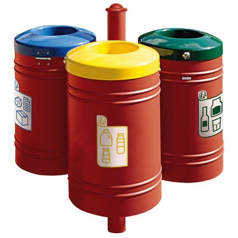 Poubelle de ville 40 litres fixée sur poteau couleur au choix