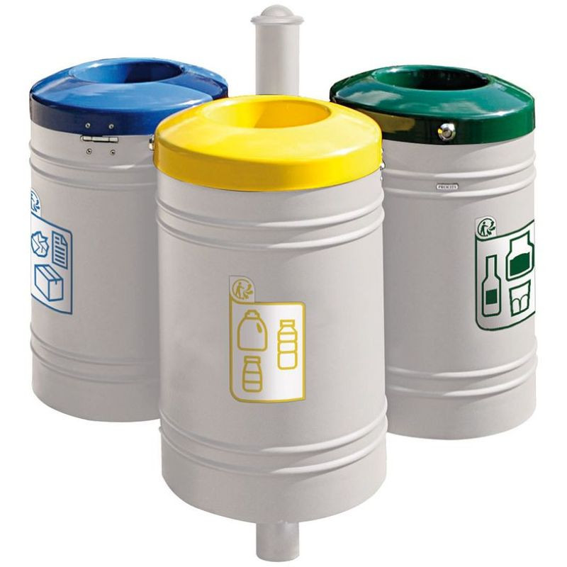 Poubelle de ville 40 litres fixée sur poteau couleur au choix