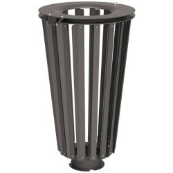 Corbeille publique de 80 L structure ajourée en lames de métal