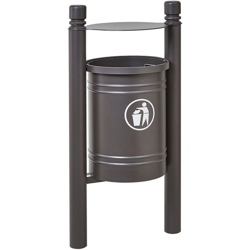Corbeille urbaine de 40 litres inclinable sur poteaux City