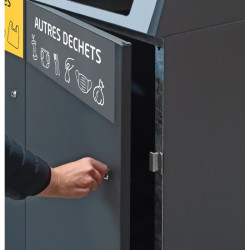 Point de collecte de tri extérieure 3 flux + bacs poubelles - Trirok