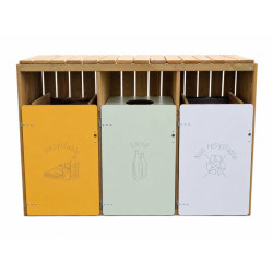 Poubelle de tri sélectif en bois 1, 2 ou 3 flux - Jersey