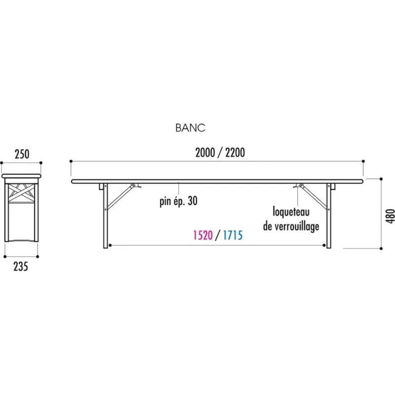 Banc en bois pliant et empilable Pilsen