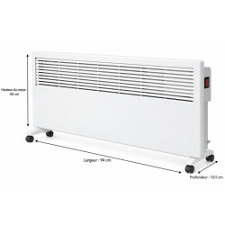 Convecteur mural ou sur roulettes 1000 ou 2000 W