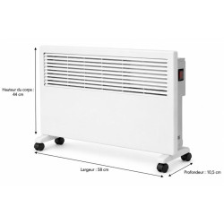 Chauffage d'appoint 1000 ou 2000 W mural ou sur roues