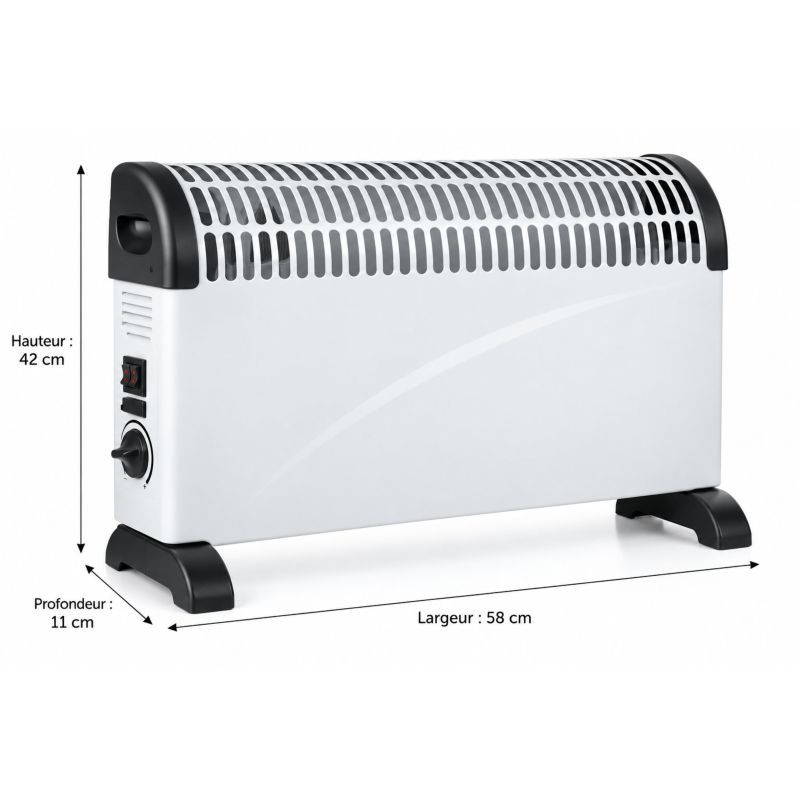 Convecteur 3 allures de chauffage jusqu'à 2000 W