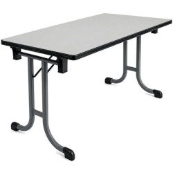 Table pliante et empilable 120 cm avec plateau mélaminé gris clair