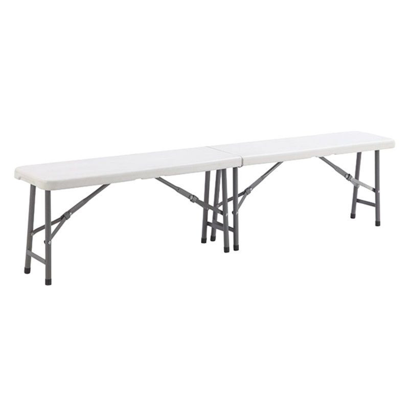 Pack 2 bancs renforcés pliants en PEHD 183 cm - Double pied central
