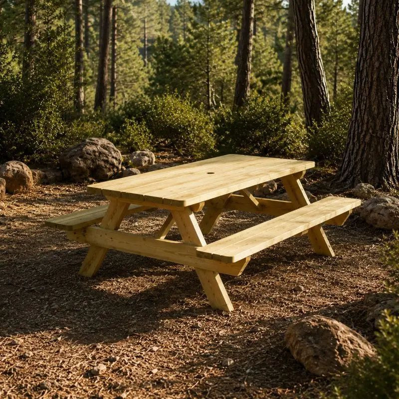 Table pique nique en pin épaisseur 35 mm